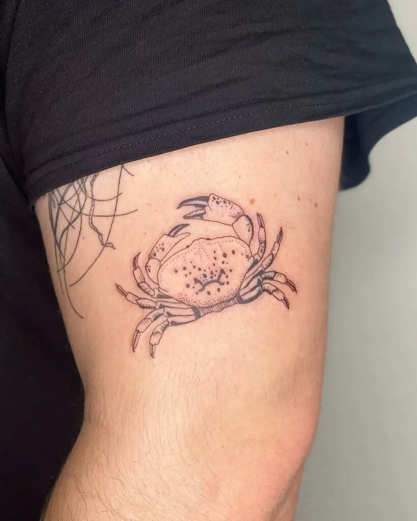 Minimalist Cancer Crab Arm Tattoo
