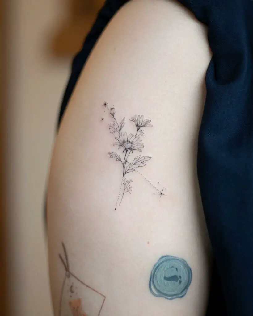 Minimalist Floral Constellation Arm Tattoo