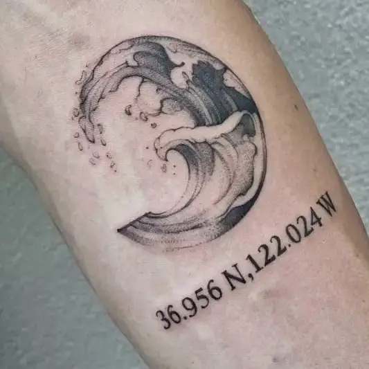 Moon Wave Arm Tattoo