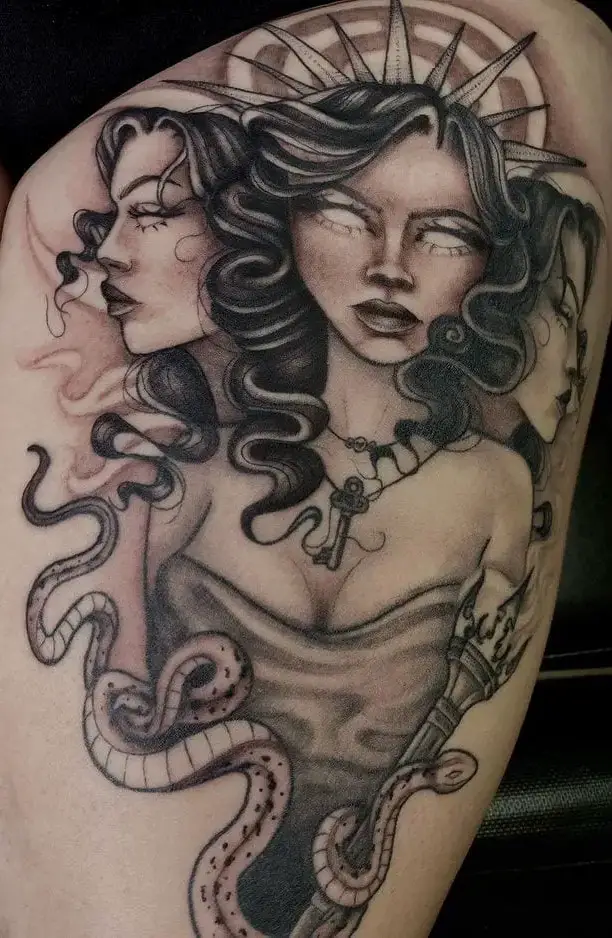 Mother Maiden Crone and a Snake Tattoo