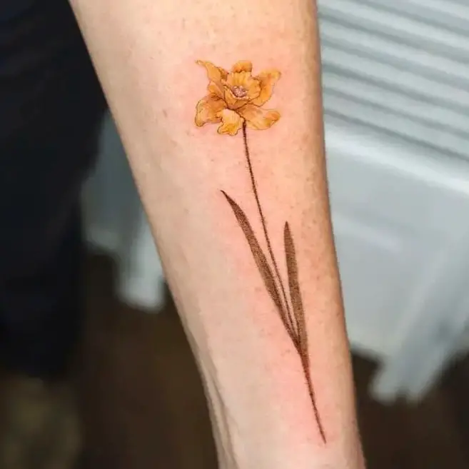 One Daffodil Flower Arm Tattoo