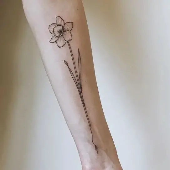 One Piece of Narcissus Flower Arm Tattoo