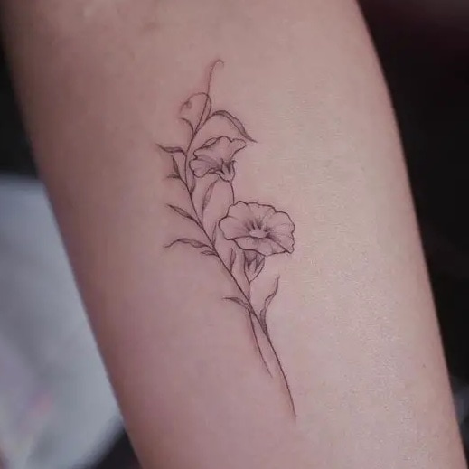 Ordinary Morning Glory Flower Forearm Tattoo Design