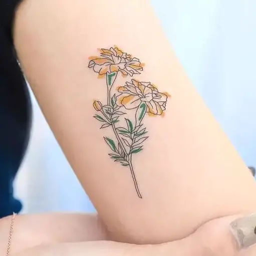 Pair of Yellow Marigold Flower Tattoo