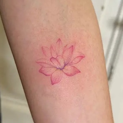 Pink Fade Out Water Lily Flower Arm Tattoo Design