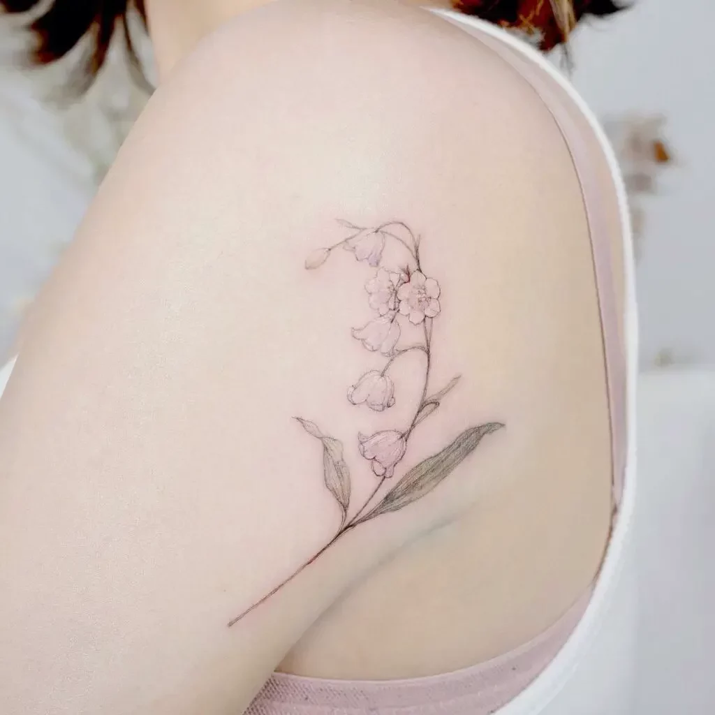 Pink Faded Lily Flower Tattoo