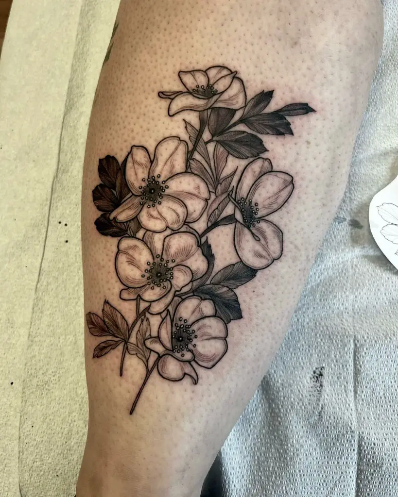 Primrose Flower Leg Tattoo