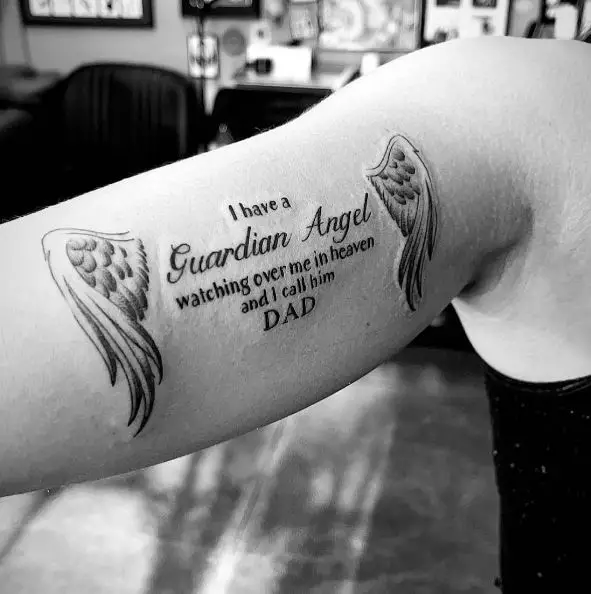 Quotes Memorial Angel Wing Arm Tattoo