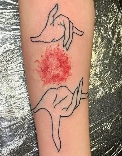 Red Fire Spell Tattoo