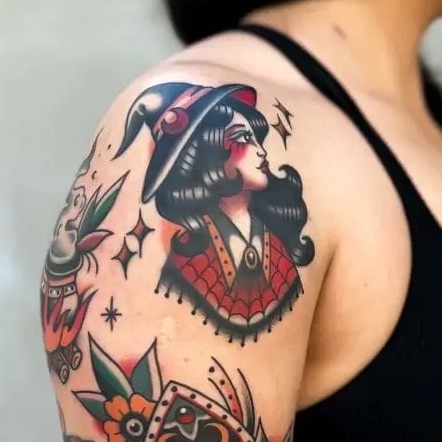 Side View Witch Tattoo