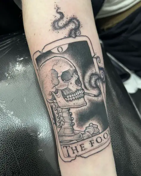 Smoking The Fool Tarot Card Tattoo