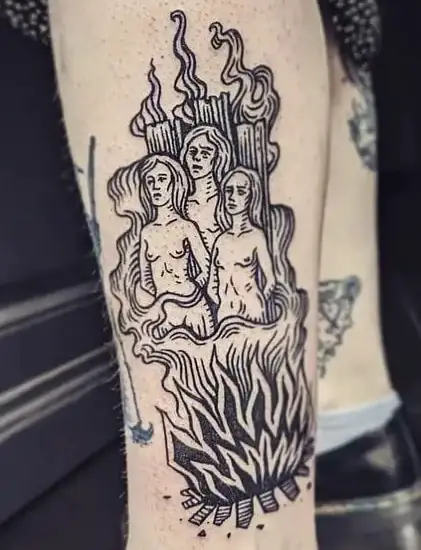 Three Burning Women Tattoo