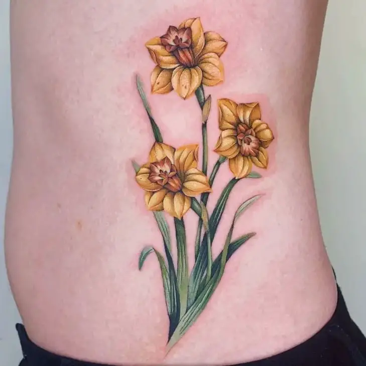 Three Daffodils Flower Tattoo
