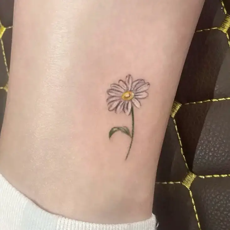 White Single Daisy Flower Tattoo Design