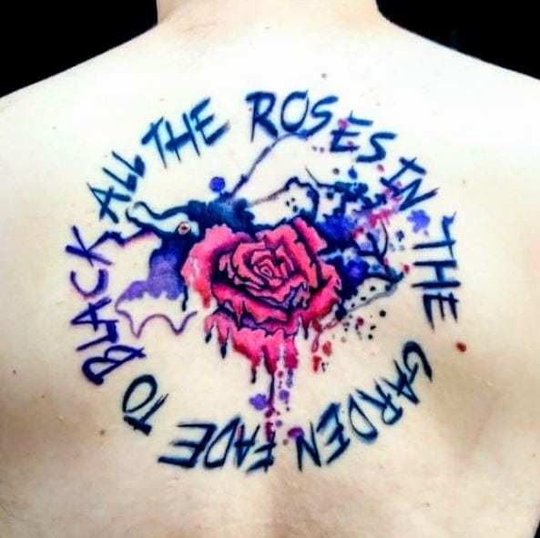 Withered Rose and Text Tattoo