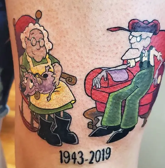 Cartoon Style Grandparents Tattoo