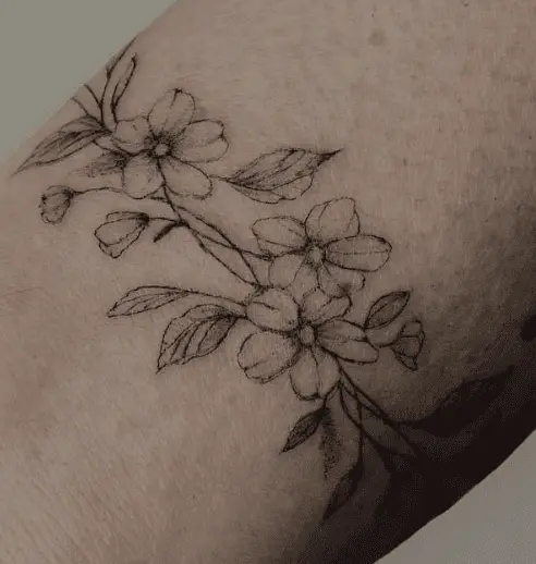 Fine Line Flower Bracelet Tattoo