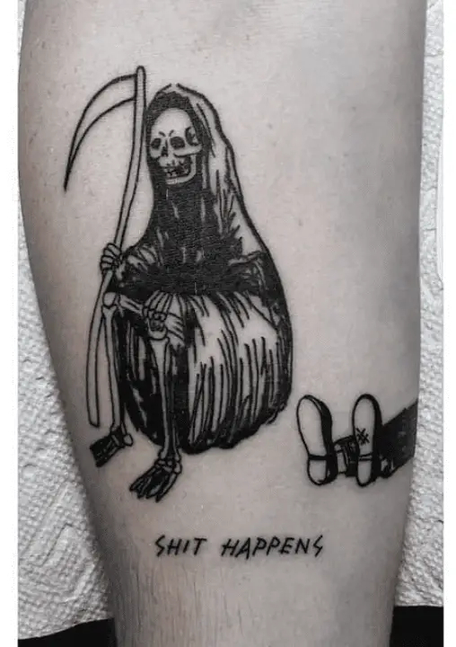 Grim Reaper Sitting Beside a Dead Body Tattoo