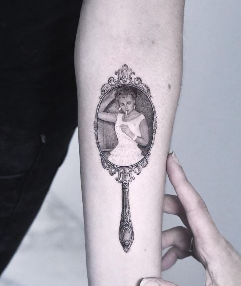 Handheld Mirror and Grandma Tattoo Piece