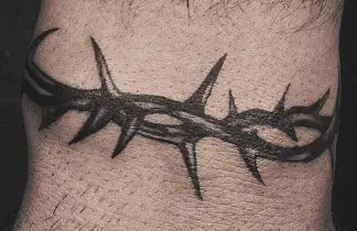 Black Ink Thorn Wrist Tattoo