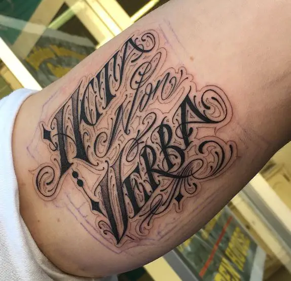 Acta Non Verba Calligraphy Lettering Tattoo