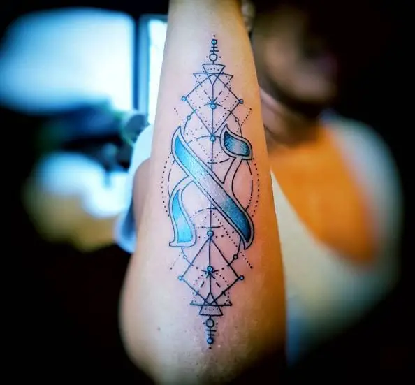 Aleph Tattoo with Decorative Design