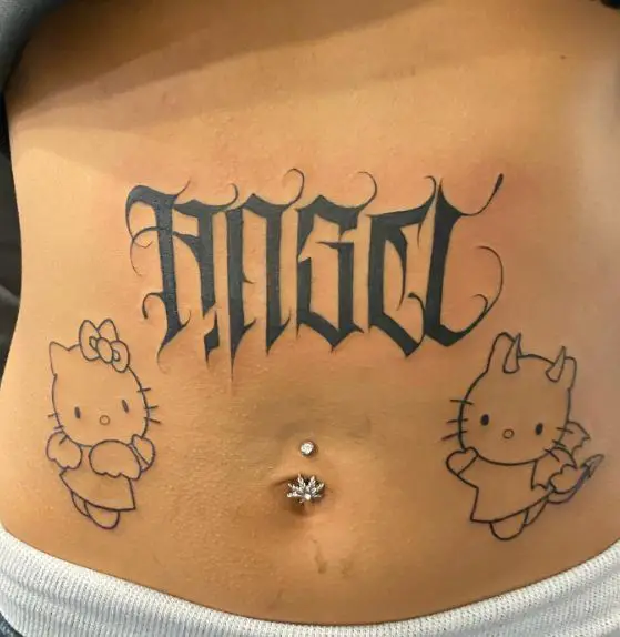 Angel and Devil Belly Tattoo