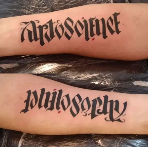 Art Science Philosophy Ambigram Tattoo
