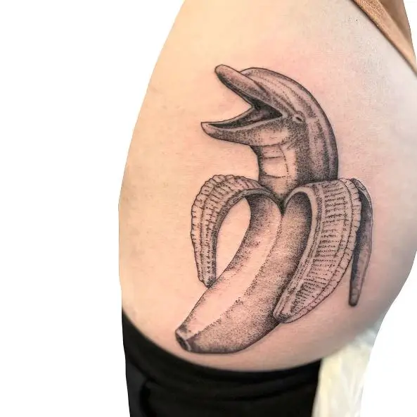 Banana Dolphin Tattoo Piece