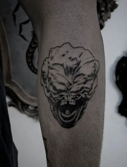 Black and Grey Last of Us Clicker Leg Tattoo