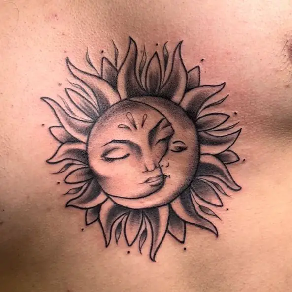Combined Sun and Moon Tattoo