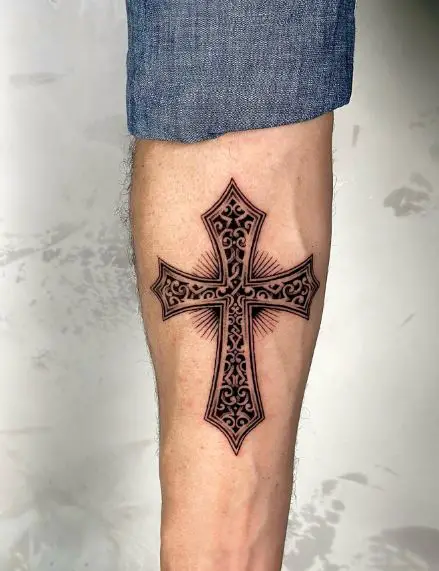 Delicate Piece of Cross Tattoo