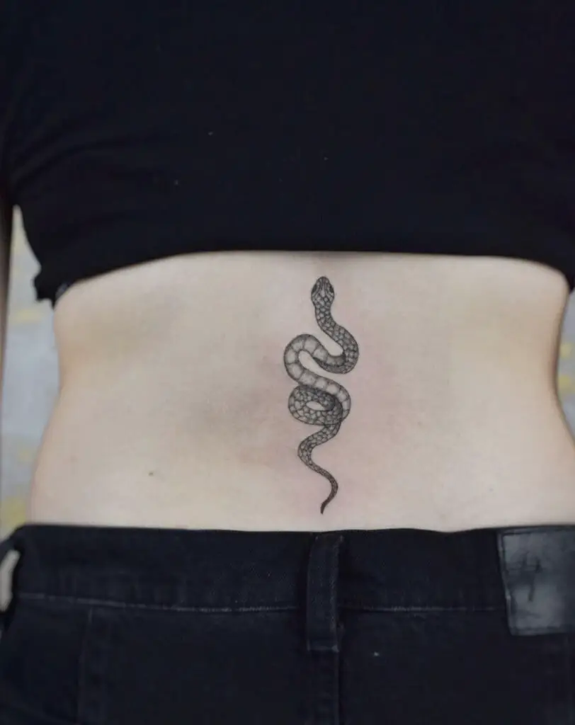 Detailed Snake Back Tattoo