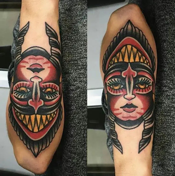 Devil and Woman Image Ambigram Tattoo