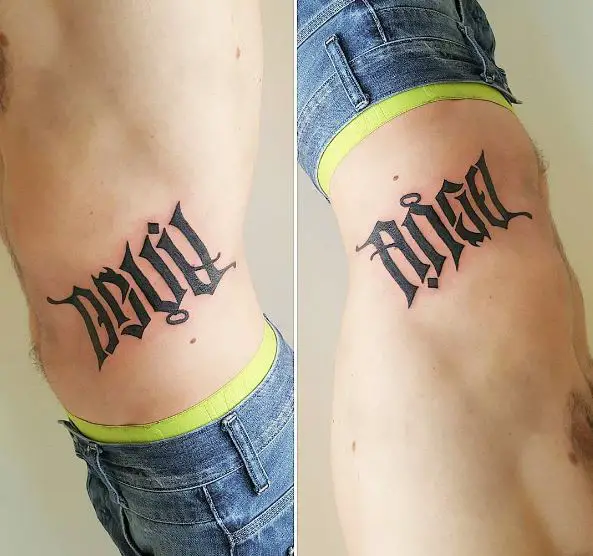 Devil vs Angel Ambigram Tattoo