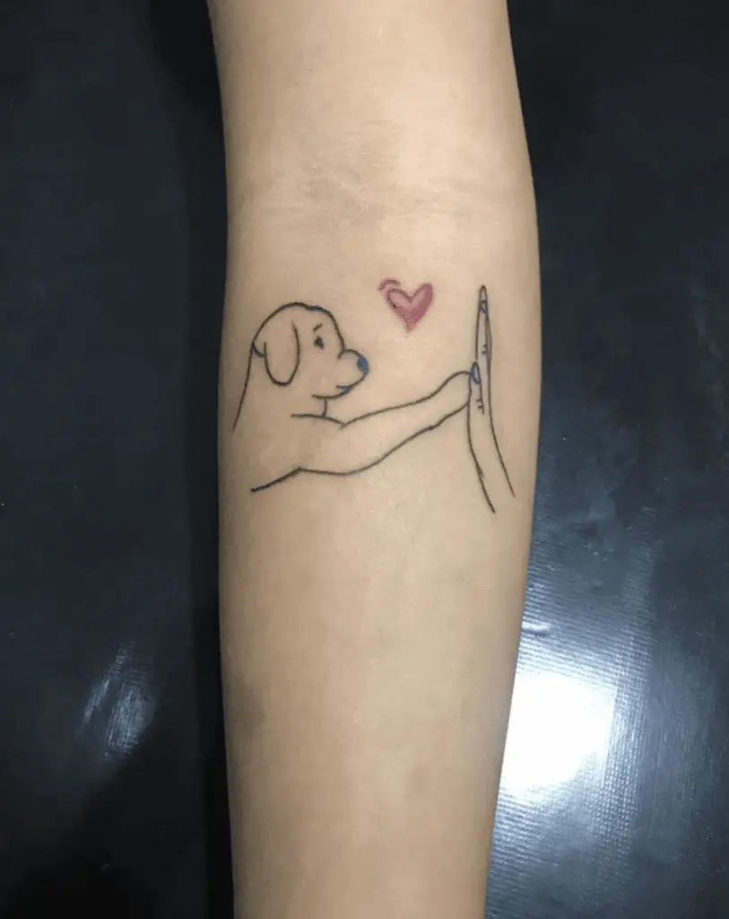 Dog High Five With Love Arm Tattoo