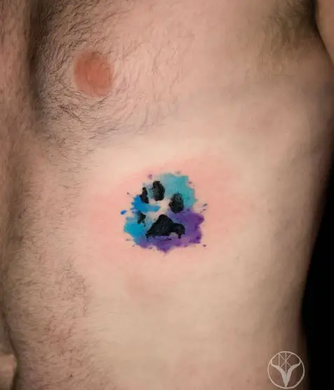 Dog Paw Print Tattoo with Watercolour