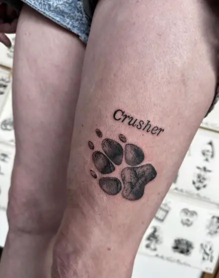 Dog Paw Thigh Tattoo Piece