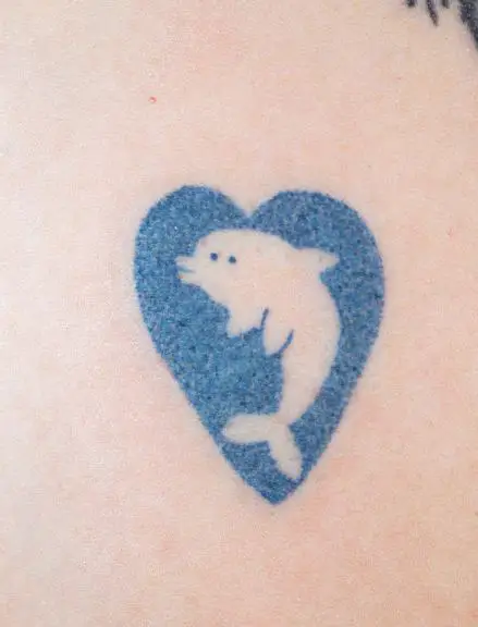 Dolphin Heart Stamp Tattoo