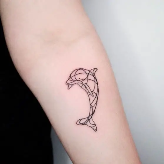 Doodle Style Small Dolphin Tattoo