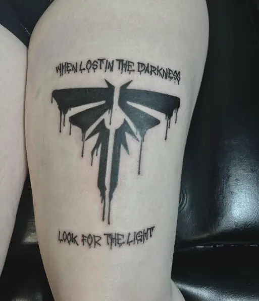 Dripping Moth with Script Tattoo
