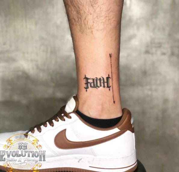 Faith and Hope Ambigram Ankle Tattoo