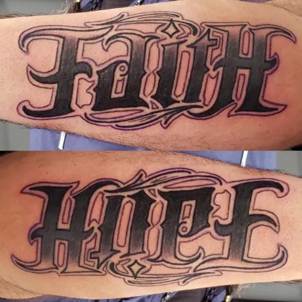 Faith and Hope Ambigram Calligraphy Tattoo