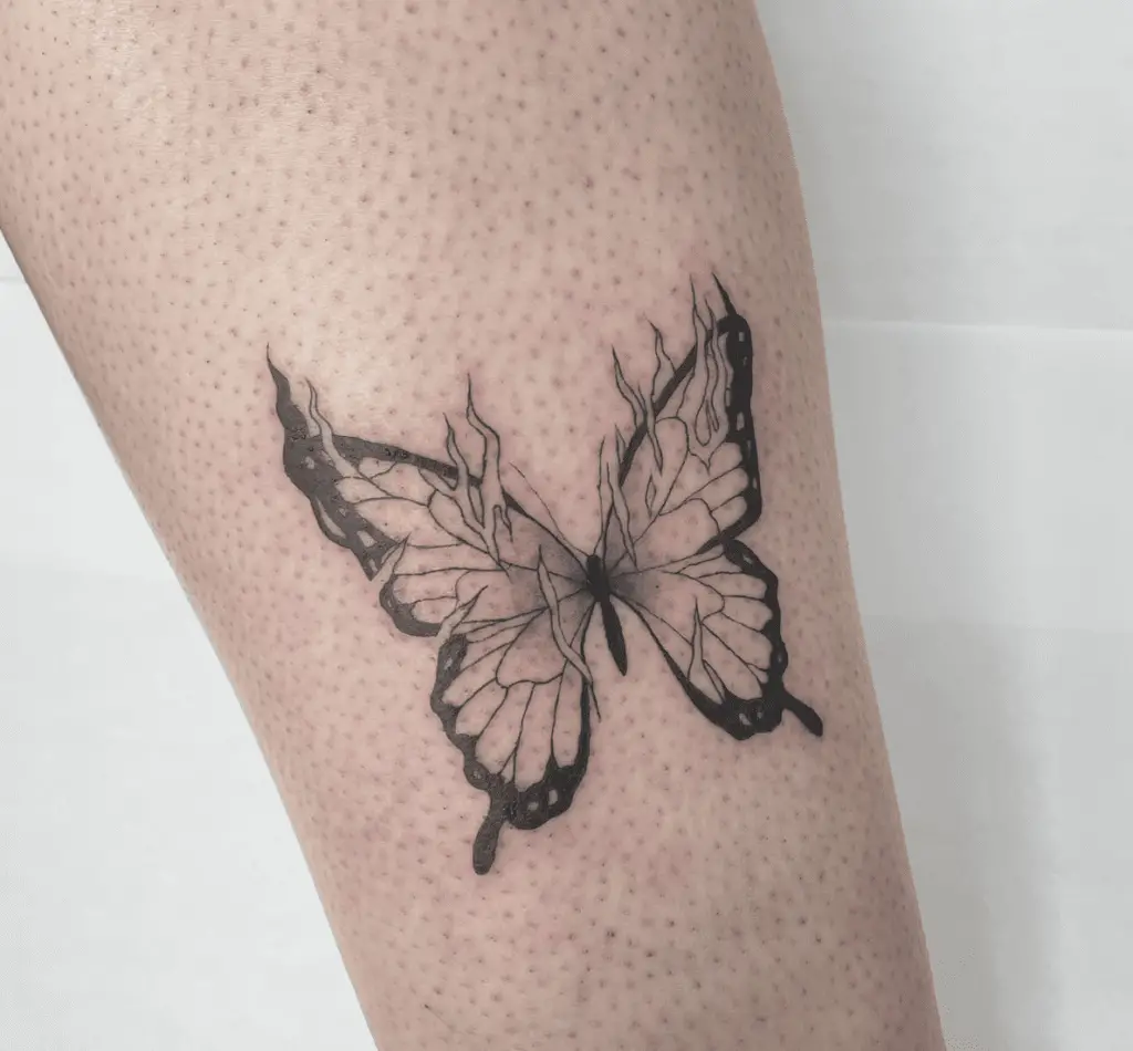 Flaming Butterfly Tattoo
