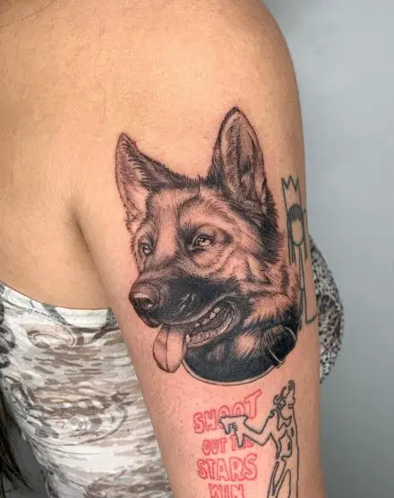 German Shepherd Head Arm Tattoo