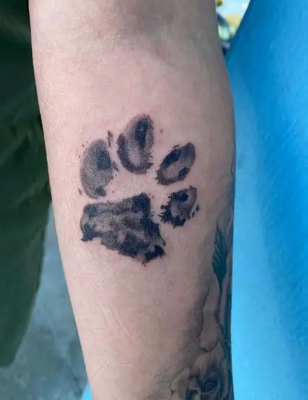 Grey Ink Dog Paw Print Tattoo