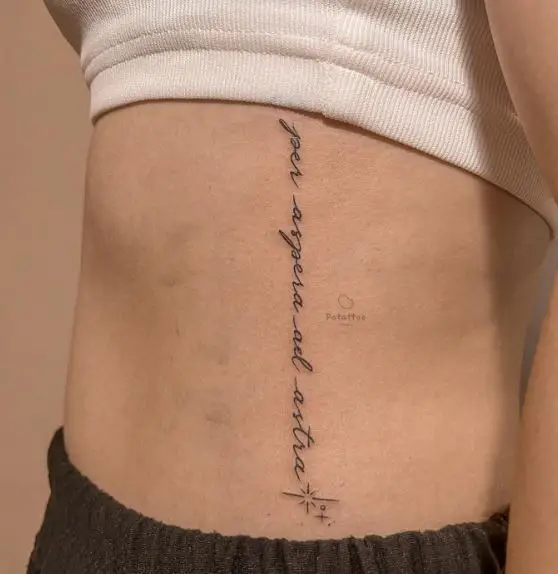 Group of Lettering Belly Tattoo