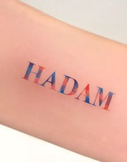 Hadam Multicolored Name Tattoo