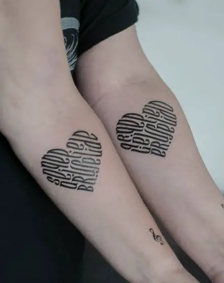 Heart Shaped Hebrew Matching Tattoo