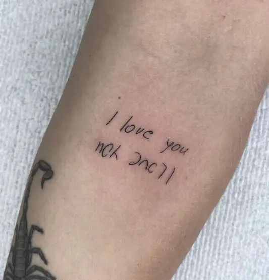 I Love You Phrase Handwriting Tattoo